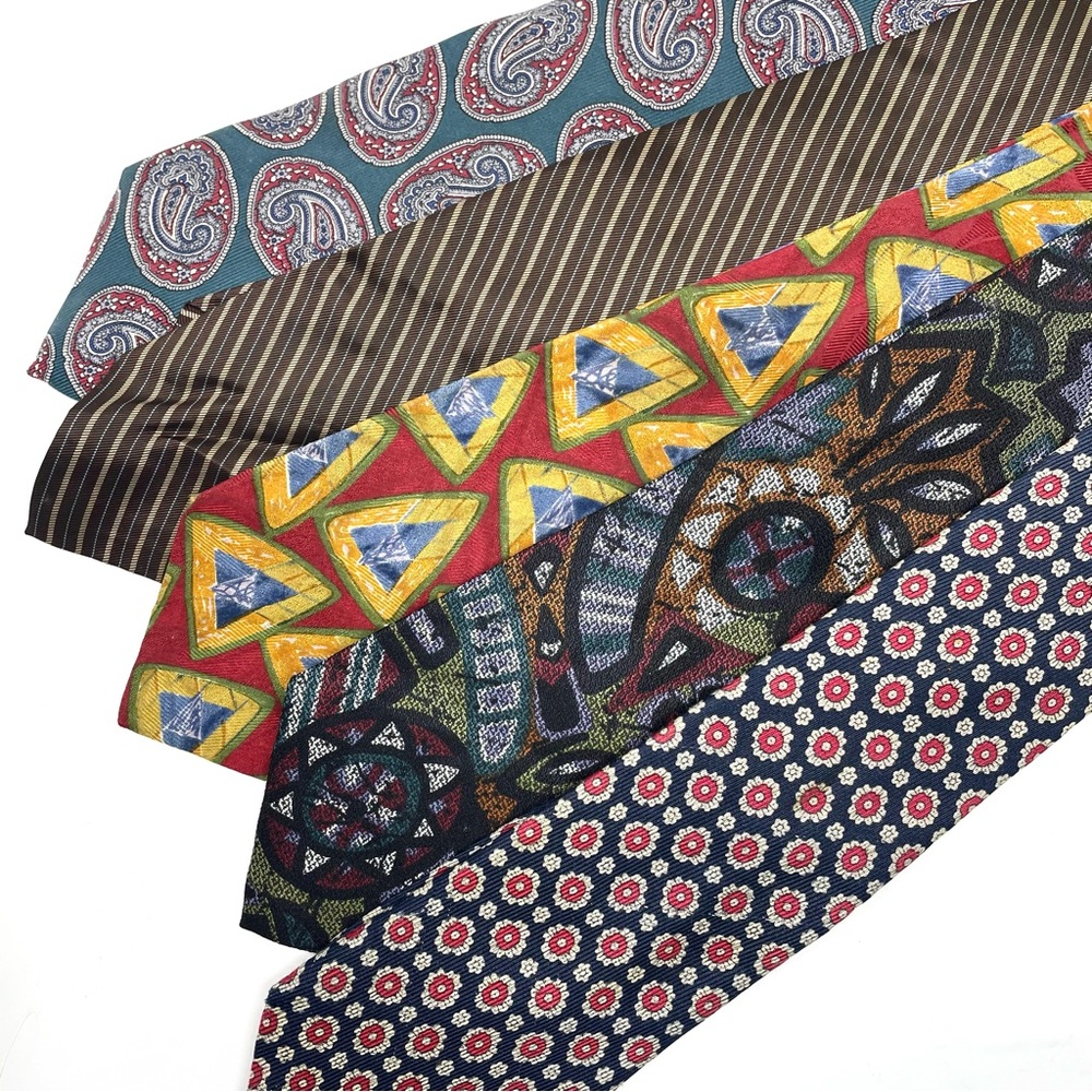 Vintage Nordstrom Lot of (5) 80's & 90's Assorted Colorful Men's Ties,100% Silk